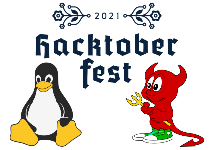 Hacktoberfest logo with Tux and Beastie