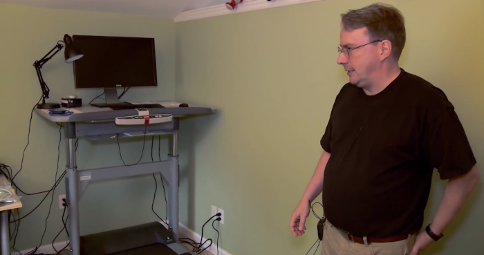 Linus Torvalds and his desk treadmill